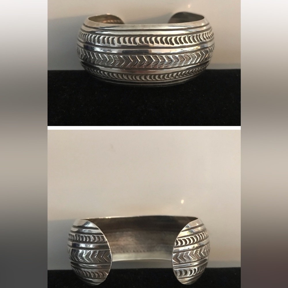 Navajo signed silver cuff